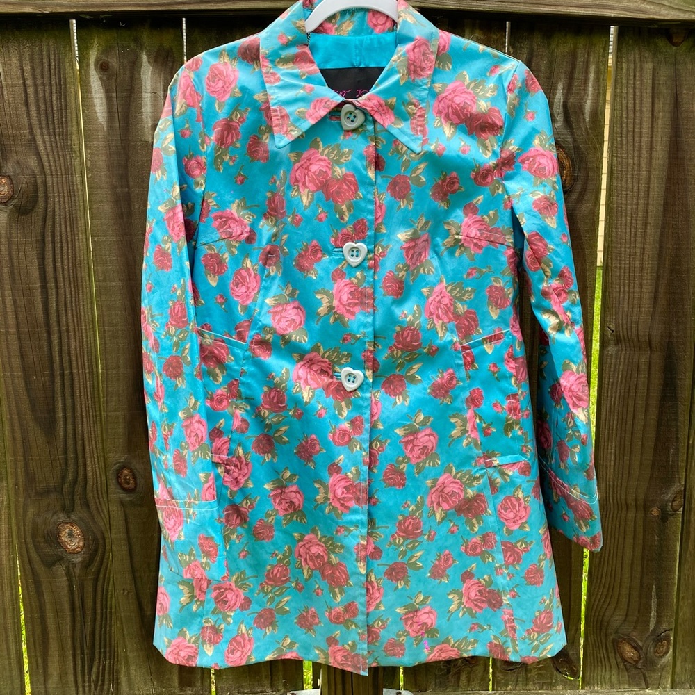 BETSEY JOHNSON Blue and Rose Raincoat